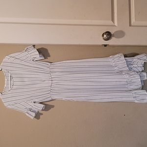 Black and white line pattern dress